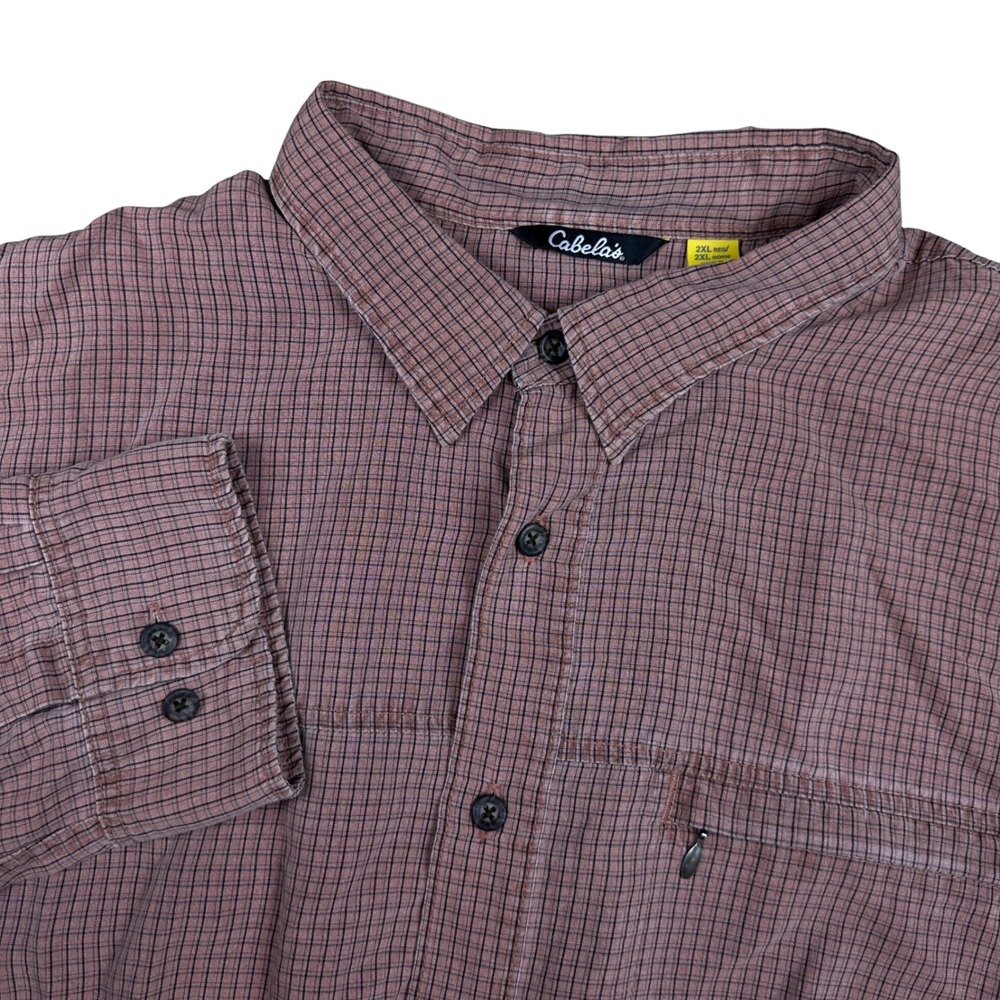Cabelas Mens 2XL Long Sleeve Button Down Shirt Grid Hiking Gorpcore Utility - Picture 2 of 10